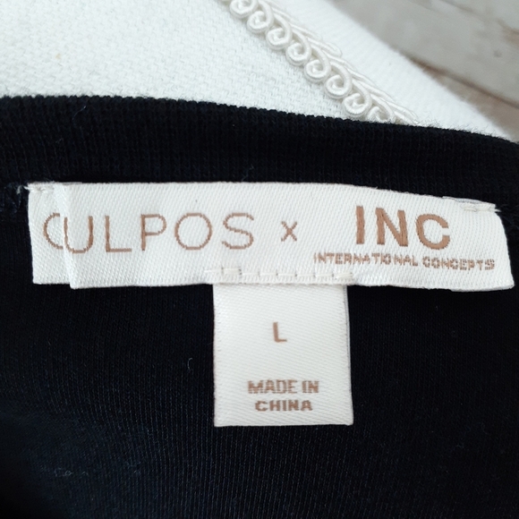 CULPOS x INC Cap-Sleeve Knit Top L Black 45 - Picture 4 of 7